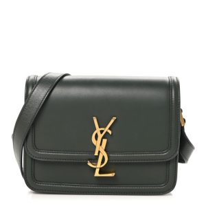 Saint Laurent Smooth Calfskin Small Solferino Satchel Green
