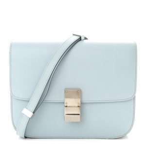 Celine Box Calfskin Medium Classic Box Flap Bag Sky