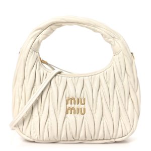 Miu Miu Nappa Matelasse Small Wander Hobo White