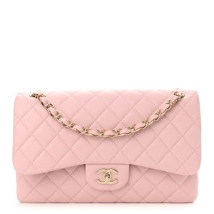 Chanel Caviar Quilted Jumbo Double Flap Light Pink