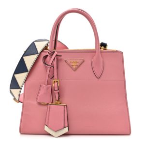 Prada Saffiano City Calfskin Greche Paradigme Bag Pink Blue