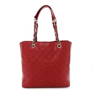 Chanel Caviar Quilted Vertical Grand Shopping Tote GST Red