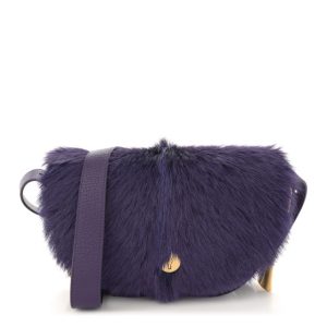 Burberry Calfskin Goat Fur Chess Satchel Bag Ribbon