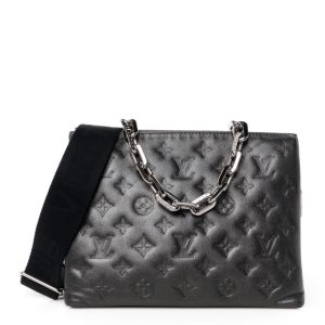 Louis Vuitton Lambskin Embossed Monogram Coussin PM Anthracite