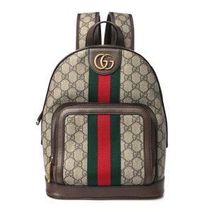 Gucci GG Supreme Monogram Calfskin Web Small Ophidia Day BackpacK Beige Ebony New Acero