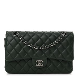Chanel Lambskin Quilted Medium Double Flap Green