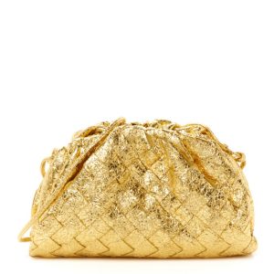 Bottega Veneta Metallic Nappa Intrecciato The Mini Pouch Oro