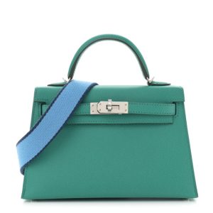 Hermes Epsom Mini Kelly Sellier 20 Vert Jade Bleu Paradis Bleu Saphir