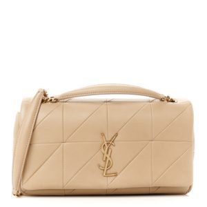 Saint Laurent Lambskin Patchwork Monogram Medium Jamie Beige