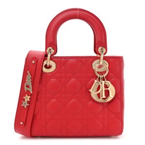 Christian Dior Lambskin Cannage Small My ABCDior Lady Dior Red