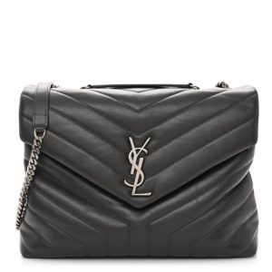 Saint Laurent Calfskin Y Quilted Monogram Medium Loulou Chain Satchel Storm