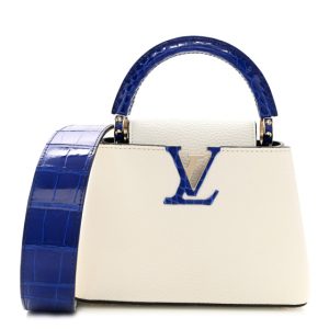 Louis Vuitton Taurillon Crocodile Capucines Mini White Bleu Santorin