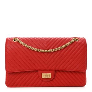 Chanel Sheepskin Chevron Quilted 2.55 Reissue 226 Flap Red