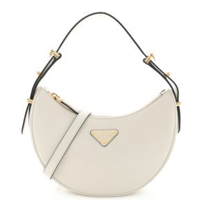 Prada Soft Calfskin Arque Shoulder Bag White