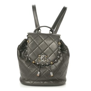Chanel Goatskin Quilted Metallic Bubble Backpack Silver
