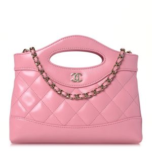 Chanel Shiny Lambskin Quilted Nano 31 Shopping Bag Pink