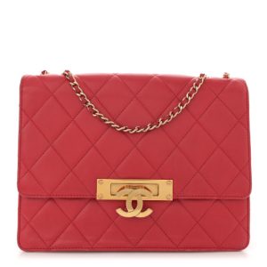 Chanel Lambskin Quilted Medium Golden Class Flap Red