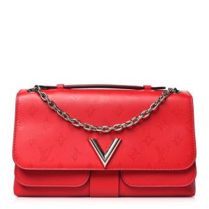 Louis Vuitton Monogram Cuir Plume Ecume Very Chain Bag Rubis Red