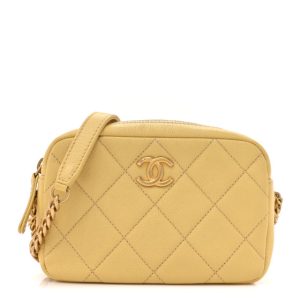 Chanel Shiny Caviar Quilted Chain Melody Camera Bag Yellow