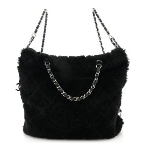 Chanel Shearling Lambskin CC Backpack Black