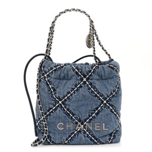 Chanel Denim Stitched Quilted Mini Chanel 22 Blue
