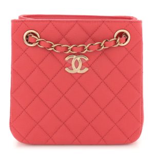 Chanel Caviar Quilted Mini Bucket Bag Dark Pink