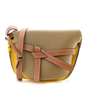Loewe Calfskin Small Gate Crossbody Bag Mocca Yellow Pecan
