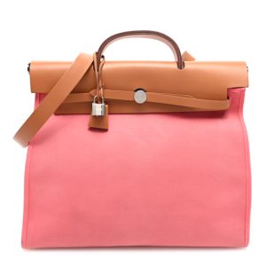 Hermes Toile Vache Hunter Herbag Zip 39 MM Rose Azalee