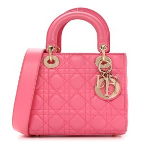 Christian Dior Lambskin Cannage Small My ABCDior Lady Dior Pink