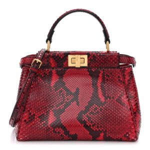 Fendi Snakeskin Shiny Nappa Mini Peekaboo Iconic Satchel