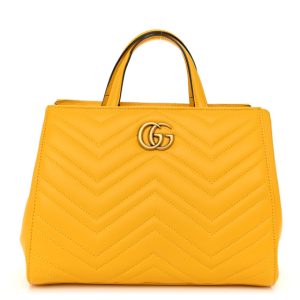Gucci Calfskin Matelasse Medium GG Marmont Tote Stone Topaz