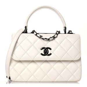 Chanel Lambskin Quilted Small Trendy CC Dual Handle Flap Bag White