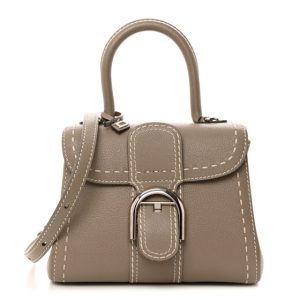 Delvaux Grained Rodeo Calfskin Surpique Mini Brillant Satchel Tourterelle Ivory