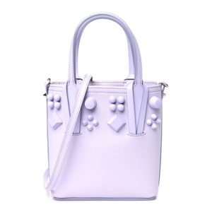 Christian Louboutin Calfskin Empire Spike Studded Mini North South Cabata Tote Lilac Smoke