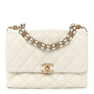 Chanel Caviar Quilted Coco First Flap White