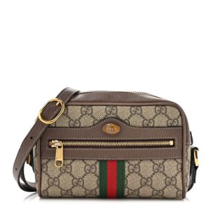 Gucci GG Supreme Monogram Web Mini Ophidia Shoulder Bag Brown