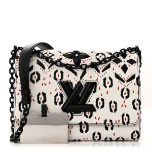 Louis Vuitton LOUIS VUITTON Calfskin Graphic Print Twist Shoulder Bag MM White Black