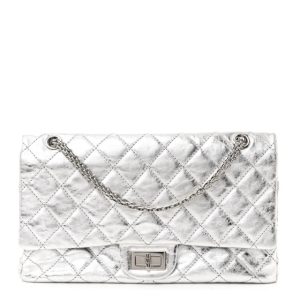 Chanel Metallic Aged Calfskin Quilted 2.55 Reissue 227 Flap Silver