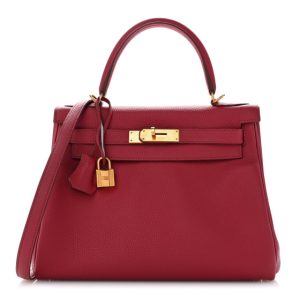 Hermes Togo Kelly Retourne 28 Rouge Grenat