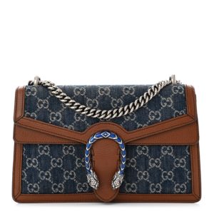 Gucci New Denim GG Monogram Dollar Calfskin Enamel Small Dionysus Shoulder Bag Blue Tea Cuir Epilog Electric Blue