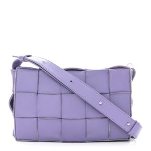 Bottega Veneta Lambskin Intreccio Cassette Crossbody Bag Wisteria