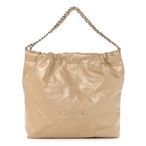 Chanel Shiny Crumpled Calfskin Quilted Chanel 22 Gold