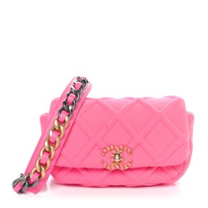 Chanel Jersey Quilted Chanel 19 Waist Bag Pink