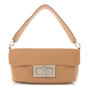 Chanel Lambskin Mademoiselle Chocolate Bar Shoulder Bag Beige